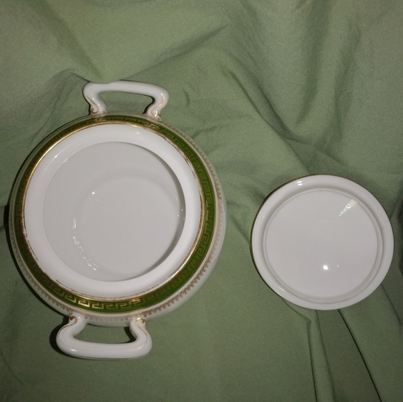 Antique Limoges Tressemanes Vogt France Gold Key Porcelaine Sugar Bowl With Lid - Picture 6 of 11